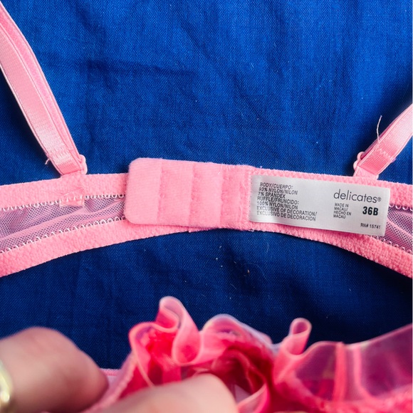NWT vtg Y2K coquette girly English Rose Pink Frilly balconette push up Bra • 36B - Picture 10 of 10